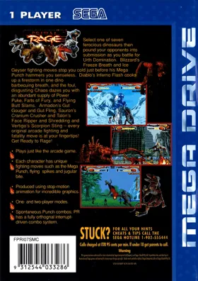 Primal Rage (USA, Europe) box cover back